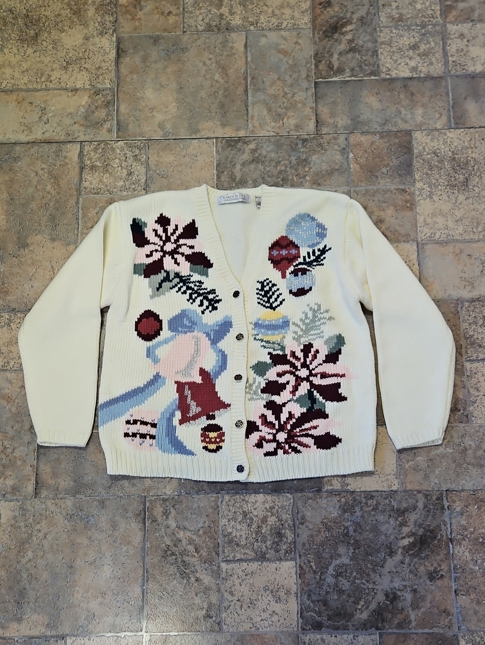 Vintage Karen Scott Ugly Christmas Sweater Cardigan Size Large